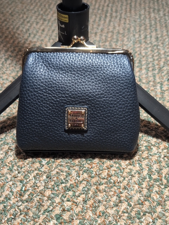 Dooney & Bourke Handbags - Dooney & Bourke Vintage Pebbled Leather Kiss-Lock Coin Purse - Navy